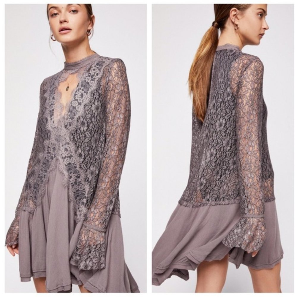 NWT Free People Secret Origins Pieced Lace Tunic